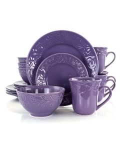 Elama Lilac Fields 16-Piece Dinnerware Set